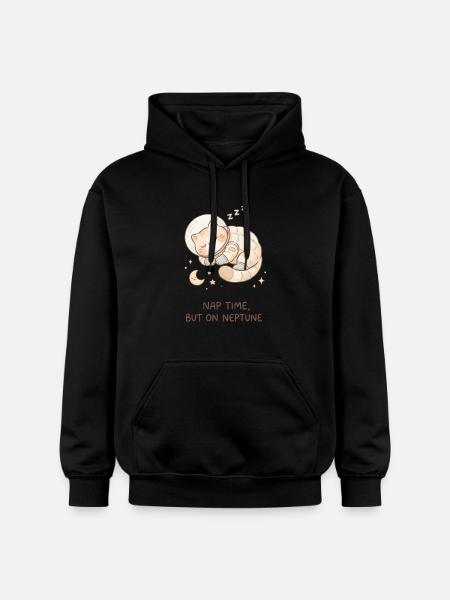 Nap Neptune | Chat de l’espace mignon - Sweat à capuche Softstyle® Gildan Unisexe - noir