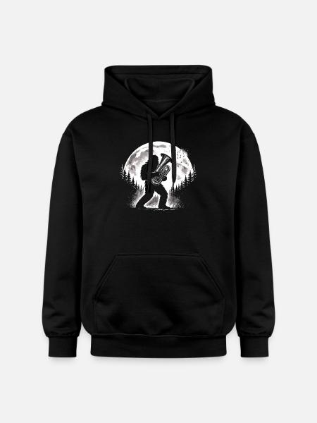 Bigfoot tuba player - Gildan Unisex Softstyle® Midweight Hoodie - black