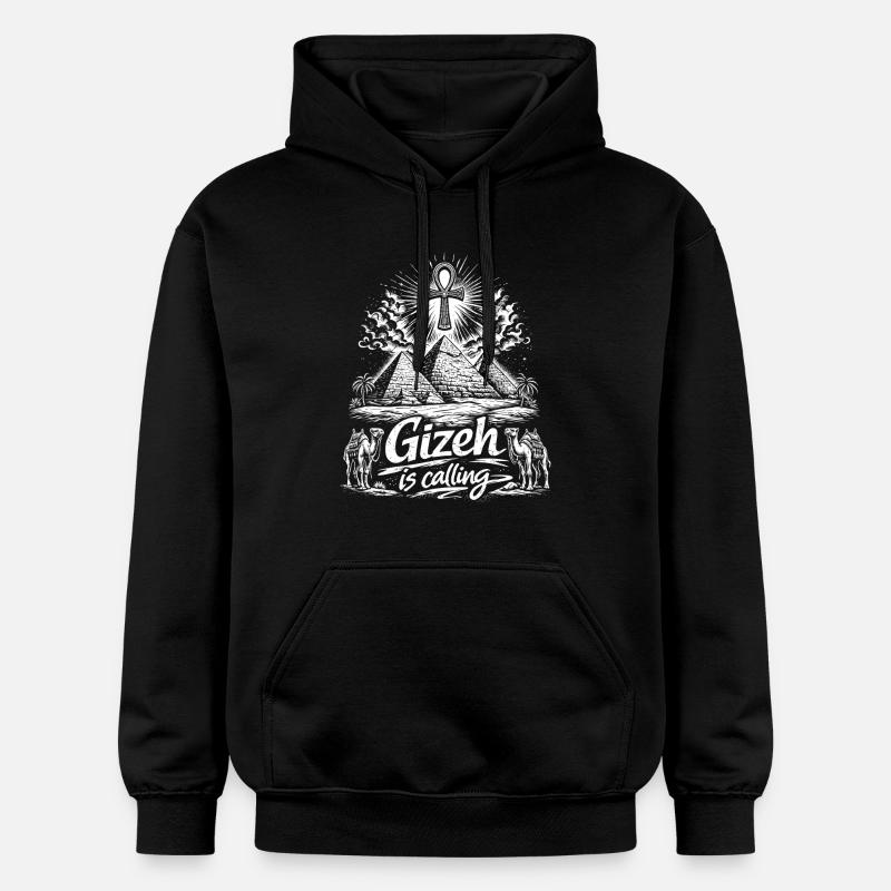 Gizeh appelle le voyage des pyramides d’Égypte - Sweat à capuche Softstyle® Gildan Unisexe - noir
