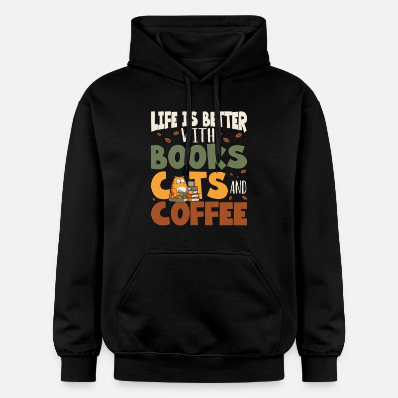 Lecture des livres Chats - Sweat à capuche Softstyle® Gildan Unisexe - noir