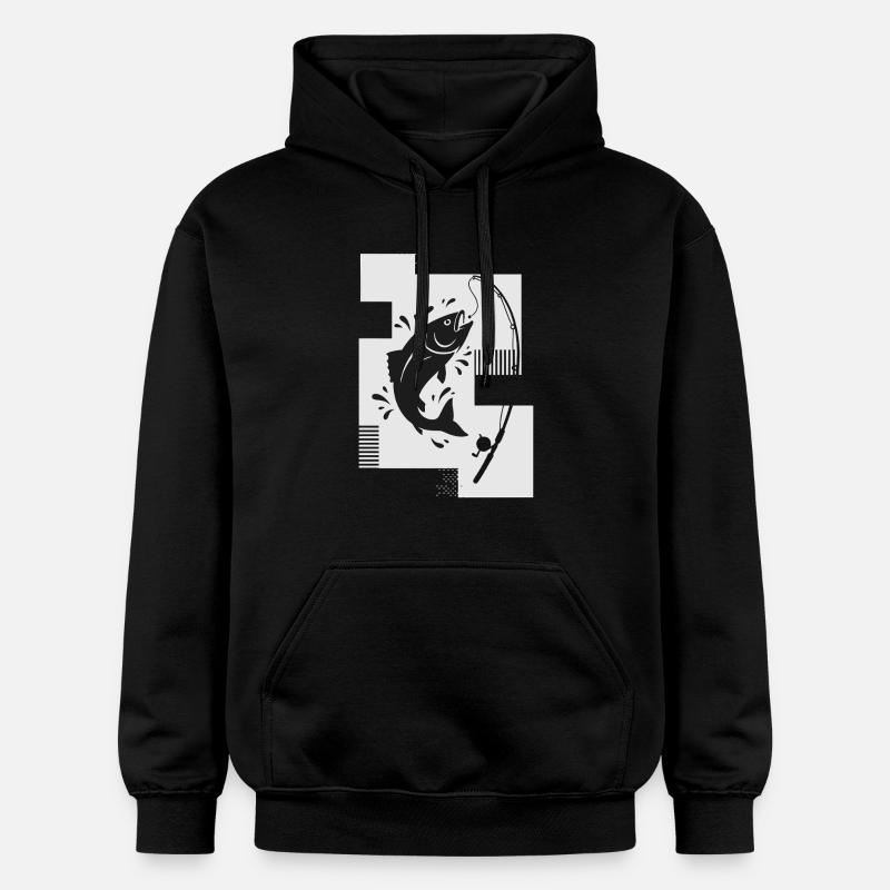 Canne à pêche au poisson - Sweat à capuche Softstyle® Gildan Unisexe - noir