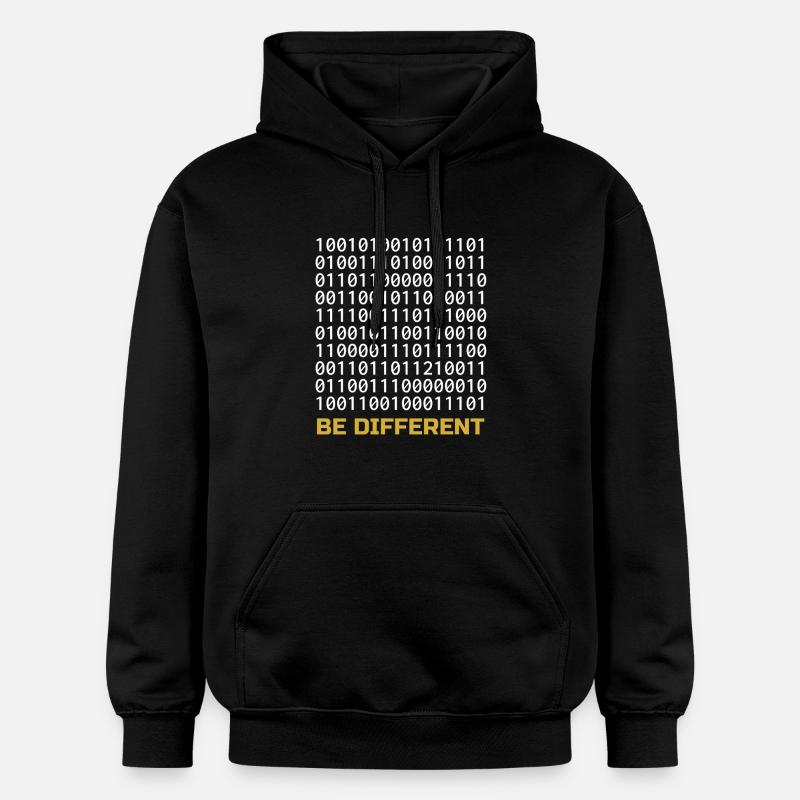 Be Different: Binäres Muster mit Botschaft - Gildan Unisex Softstyle® Midweight Hoodie - Schwarz