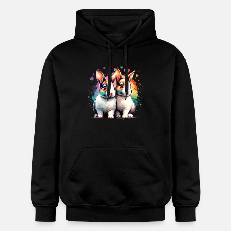 Cadeau du petit lapin Rex - Sweat à capuche Softstyle® Gildan Unisexe - noir