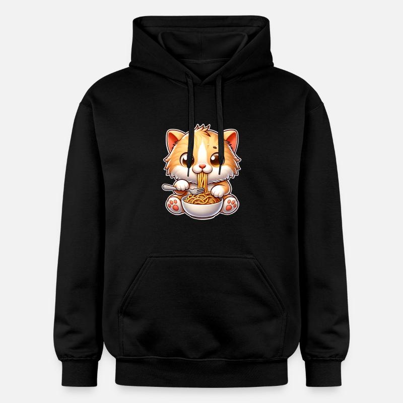 Pâtes spaghettis chaton - Sweat à capuche Softstyle® Gildan Unisexe - noir