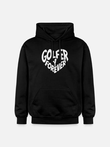 Golfer Forever Heart with Golfer - Gildan Unisex Softstyle® Midweight Hoodie - black