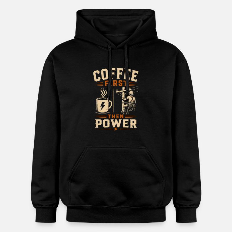 Stromleitung Kaffee Elektriker Technik - Gildan Unisex Softstyle® Midweight Hoodie - Schwarz