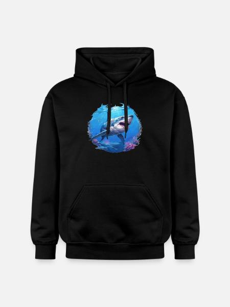 Great White Shark Great White Shark - Gildan Unisex Softstyle® Midweight Hoodie - black