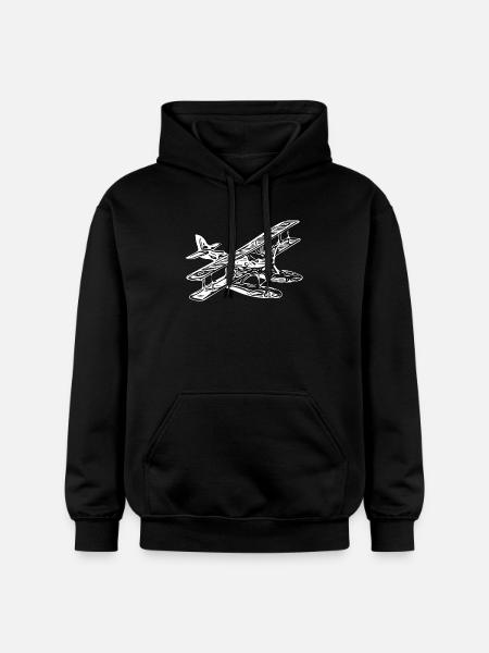 Vintage Single Engine Seaplane Retro Style - Gildan Unisex Softstyle® Midweight Hoodie - black