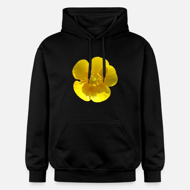 Fleur, Jaune, Fleur Jaune - Sweat à capuche Softstyle® Gildan Unisexe - noir