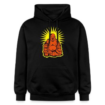buddha - Gildan Unisex Softstyle® Midweight Hoodie - Schwarz - Vorne - Marisol (170cm) & Nik (191cm)