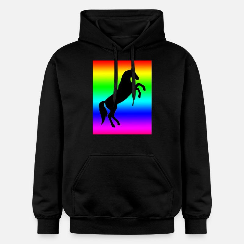 Cheval arc-en-ciel - Sweat à capuche Softstyle® Gildan Unisexe - noir