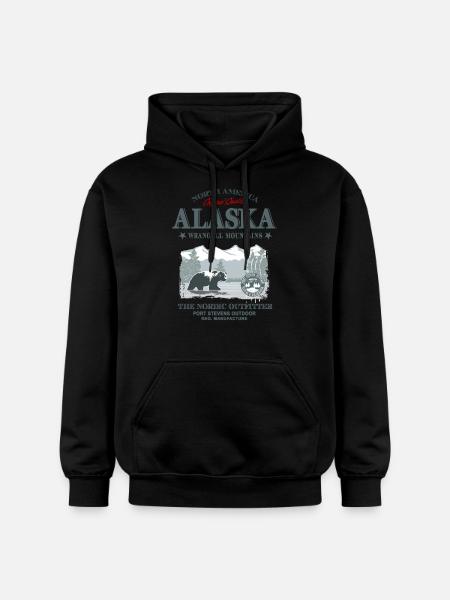 Alaska - Grizzly Bear - Gildan Unisex Softstyle® Midweight Hoodie - Schwarz