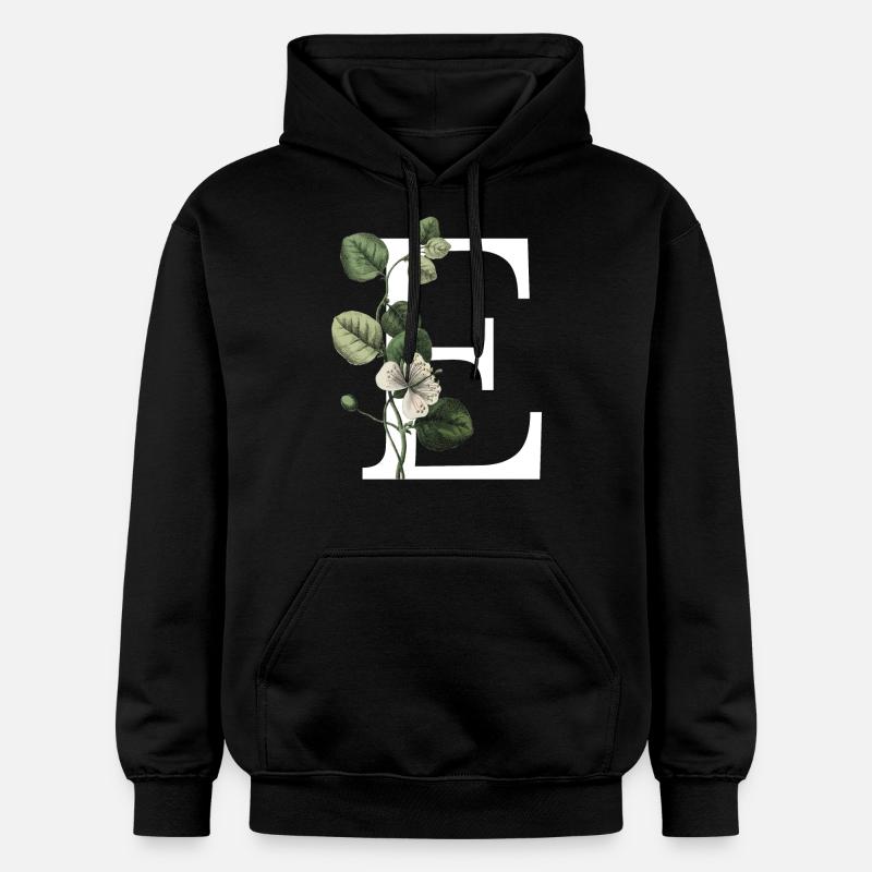 lettre e botanique vert - Sweat à capuche Softstyle® Gildan Unisexe - noir