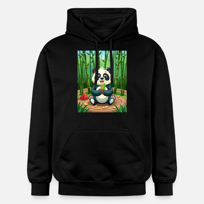 Panda mignon - Illustré - Sweat à capuche Softstyle® Gildan Unisexe - noir