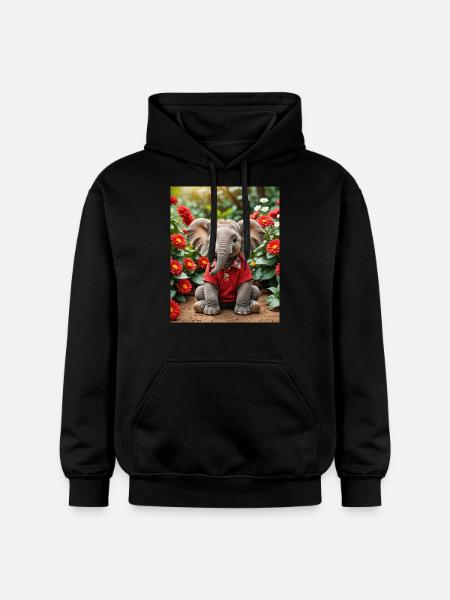 Éléphant - Sweat à capuche Softstyle® Gildan Unisexe - noir