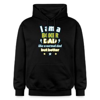 Papa BOXEUR,Boxe,Cadeau de fête des pères,Sports - Sweat à capuche Softstyle® Gildan Unisexe - noir - Devant - Marisol (170cm) & Nik (191cm)