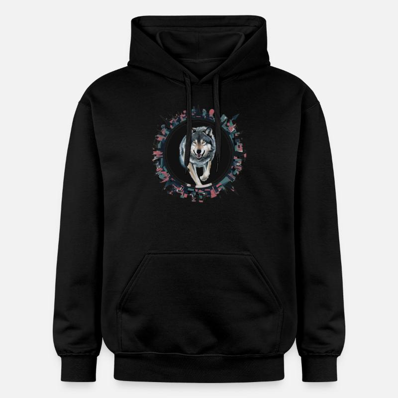 Le loup - Sweat à capuche Softstyle® Gildan Unisexe - noir