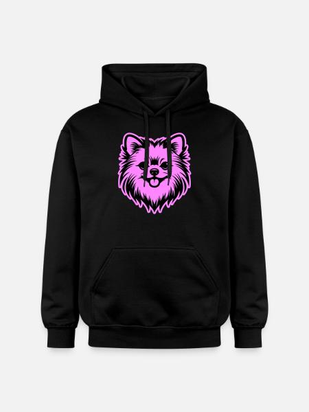 Pomeranian Hund Kopf - Gildan Unisex Softstyle® Midweight Hoodie - Schwarz