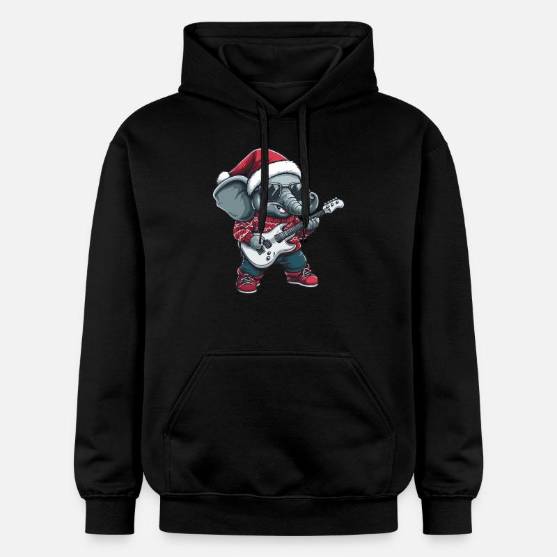 Guitare Rocker de Noël Elephant - Sweat à capuche Softstyle® Gildan Unisexe - noir