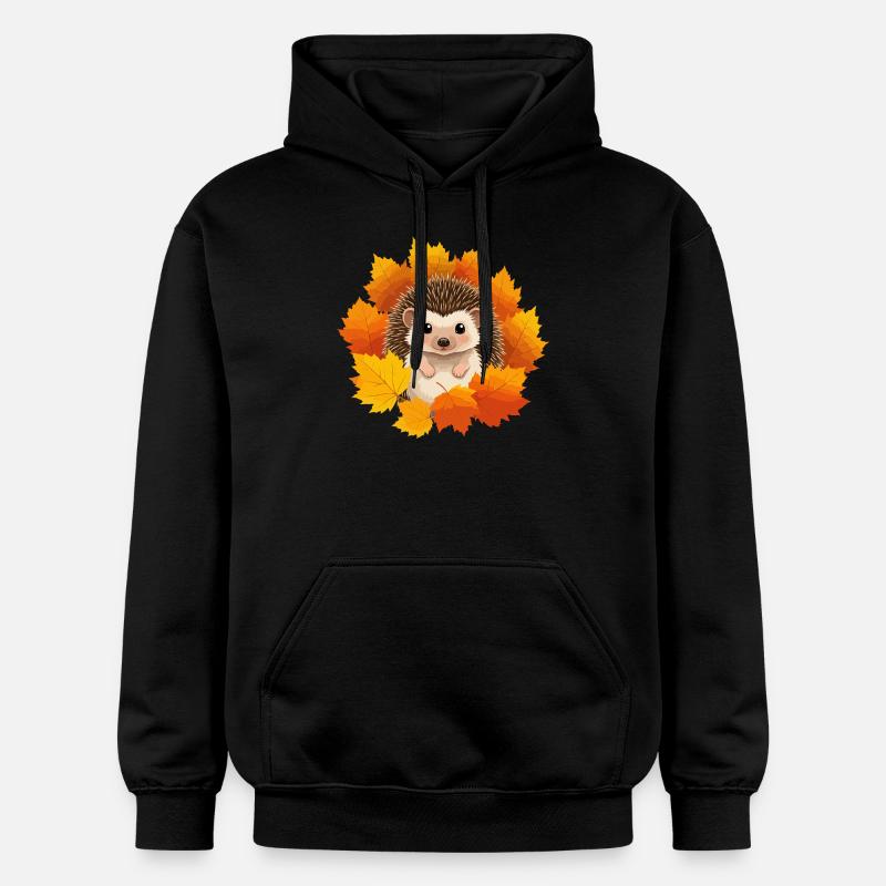 Hérisson et feuilles - Sweat à capuche Softstyle® Gildan Unisexe - noir