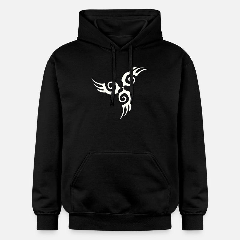 Tatouage de silhouette d’aile tribale - Sweat à capuche Softstyle® Gildan Unisexe - noir
