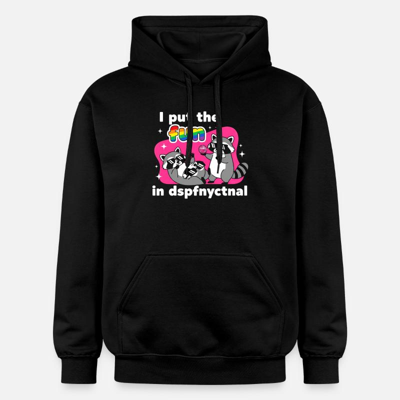 Disco Raccoons : Rainbow Fun - Sweat à capuche Softstyle® Gildan Unisexe - noir