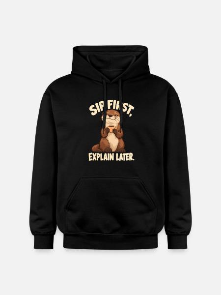 Erst trinken dann erklären - Gildan Unisex Softstyle® Midweight Hoodie - Schwarz