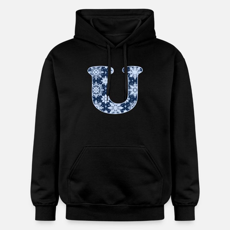 Lettre U Flocons de neige - Sweat à capuche Softstyle® Gildan Unisexe - noir