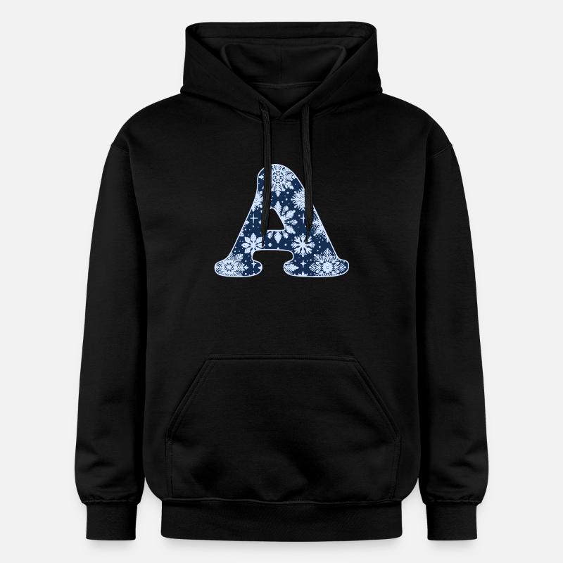 Lettre A Flocons de neige - Sweat à capuche Softstyle® Gildan Unisexe - noir
