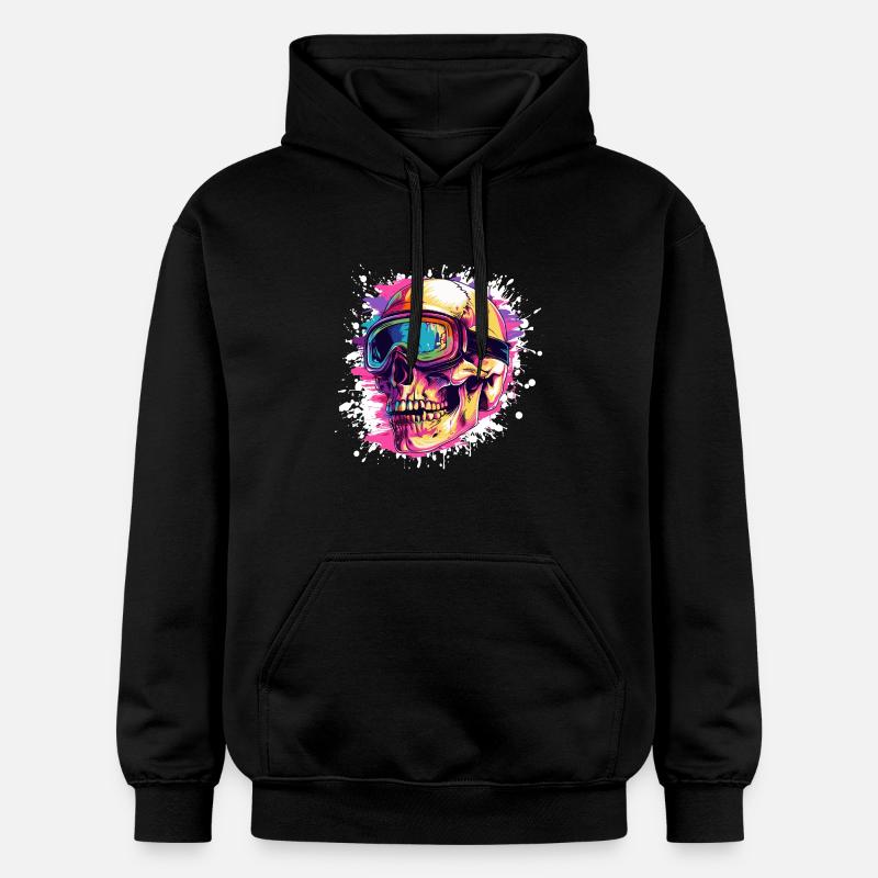 Ski Skull Ski Goggles - Gildan Unisex Softstyle® Midweight Hoodie - black