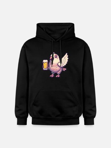Dove Bird Pixel Beer - Gildan Unisex Softstyle® Midweight Hoodie - black