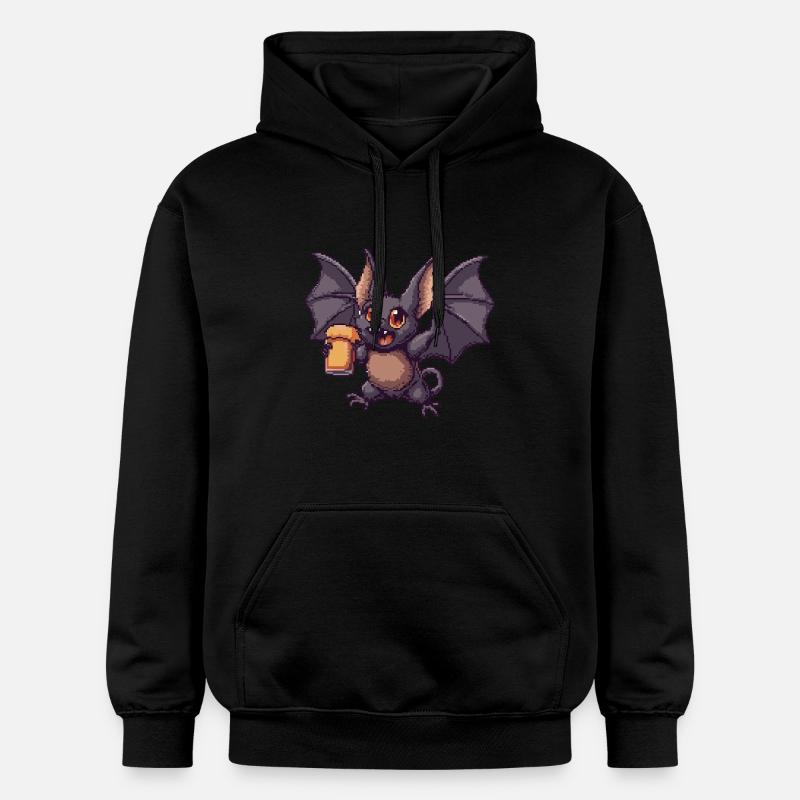 Fledermaus Pixel Bier - Gildan Unisex Softstyle® Midweight Hoodie - Schwarz
