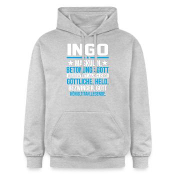 INGO - Titan - Gildan Unisex Softstyle® Midweight Hoodie - Hellgrau meliert - Vorne - Liana (172cm) & Jaron (178cm)