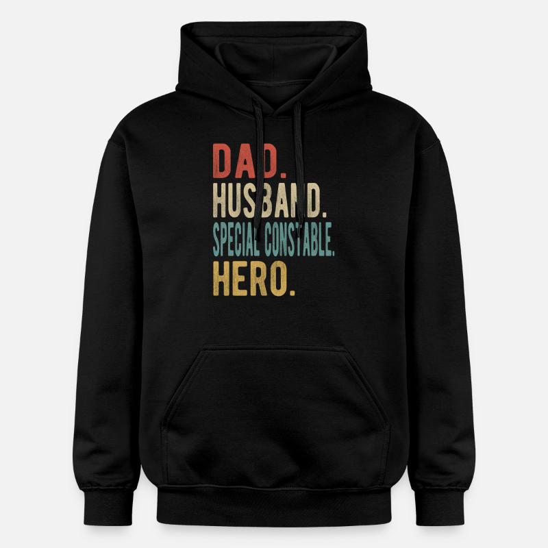 Policier spécial Papa mari héros - Sweat à capuche Softstyle® Gildan Unisexe - noir