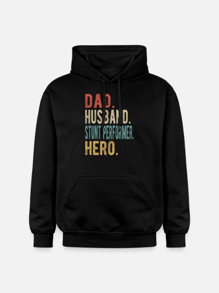 Stuntman Papa Husband Hero - Gildan Unisex Softstyle® Midweight Hoodie - black