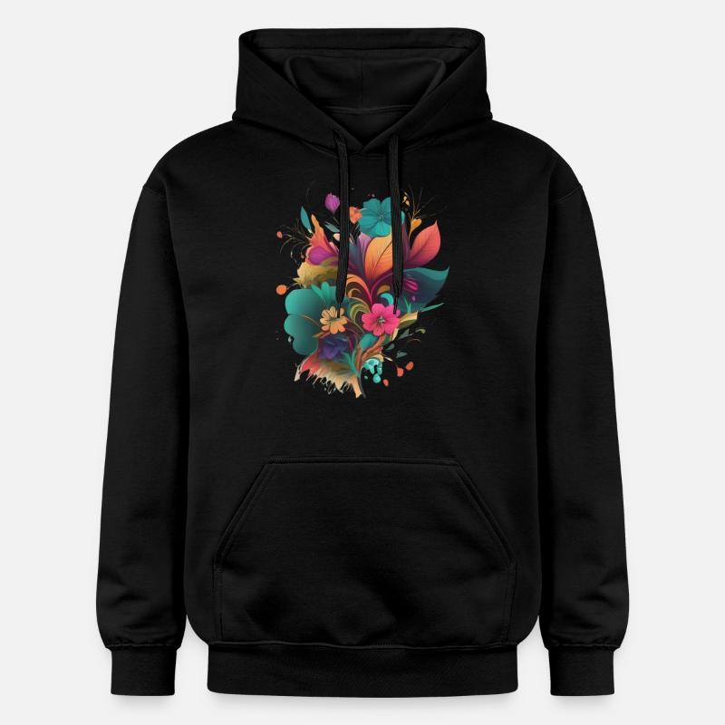 Explosion Florale Abstraite - Sweat à capuche Softstyle® Gildan Unisexe - noir