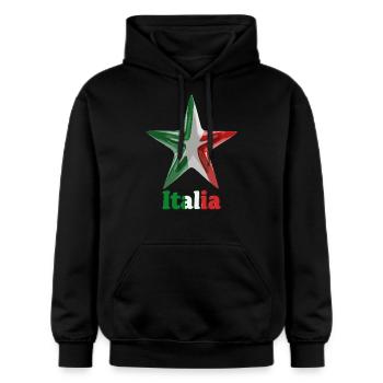 Stella d Italia - Gildan Unisex Softstyle® Midweight Hoodie - Schwarz - Vorne - Marisol (170cm) & Nik (191cm)