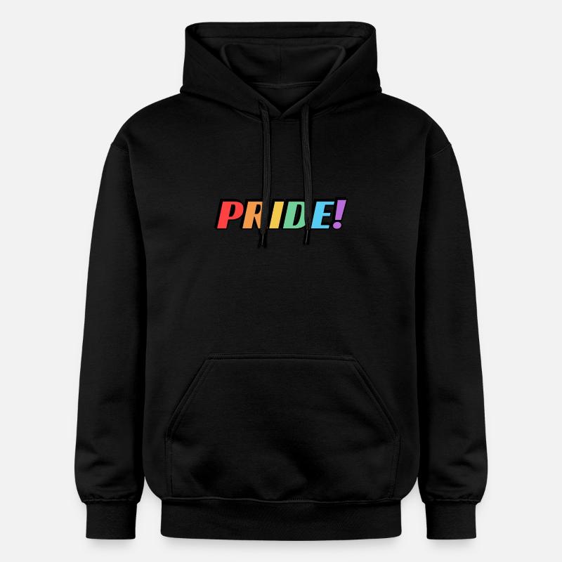 Texte arc-en-ciel de la fierté - Sweat à capuche Softstyle® Gildan Unisexe - noir