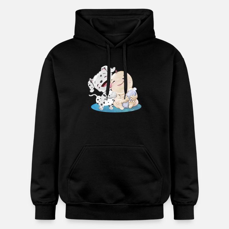 Dalmatien avec bébé - Sweat à capuche Softstyle® Gildan Unisexe - noir