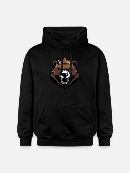 Bear Head Crown - Gildan Unisex Softstyle® Midweight Hoodie - black