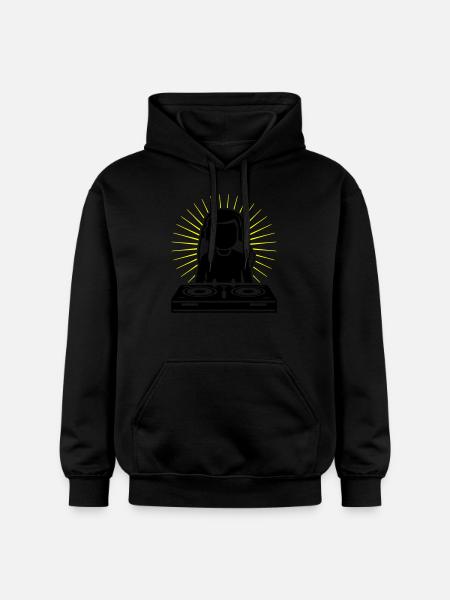 DJ Party Turntables - Gildan Unisex Softstyle® Midweight Hoodie - black