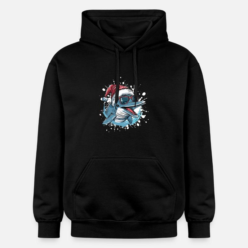 Dauphin Noël Drôle - Sweat à capuche Softstyle® Gildan Unisexe - noir