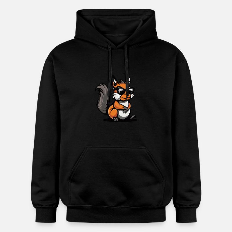 Écureuil Bande dessinée cool - Sweat à capuche Softstyle® Gildan Unisexe - noir