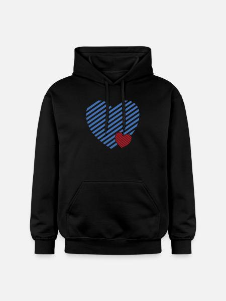 Doppel Herz - Design textile Geschenkidee - Gildan Unisex Softstyle® Midweight Hoodie - Schwarz