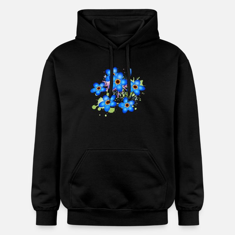 graffiti bleu vif oublie-moi-pas - Sweat à capuche Softstyle® Gildan Unisexe - noir