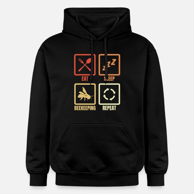Manger Dormir Apiculture Répéter - Sweat à capuche Softstyle® Gildan Unisexe - noir