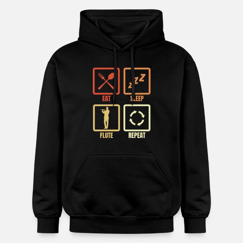 Manger Sommeil Flûte Répéter - Sweat à capuche Softstyle® Gildan Unisexe - noir