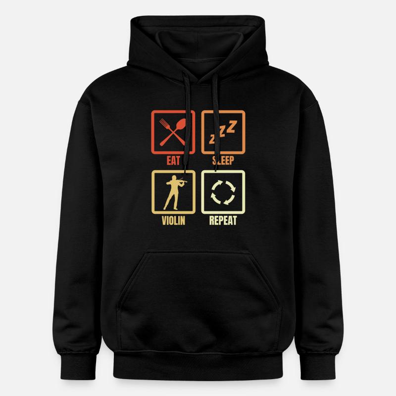 Manger Sommeil Violon Répéter - Sweat à capuche Softstyle® Gildan Unisexe - noir