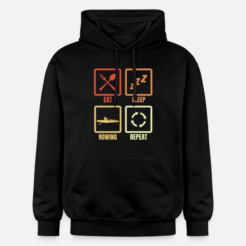 Manger Dormir Aviron Répéter - Sweat à capuche Softstyle® Gildan Unisexe - noir