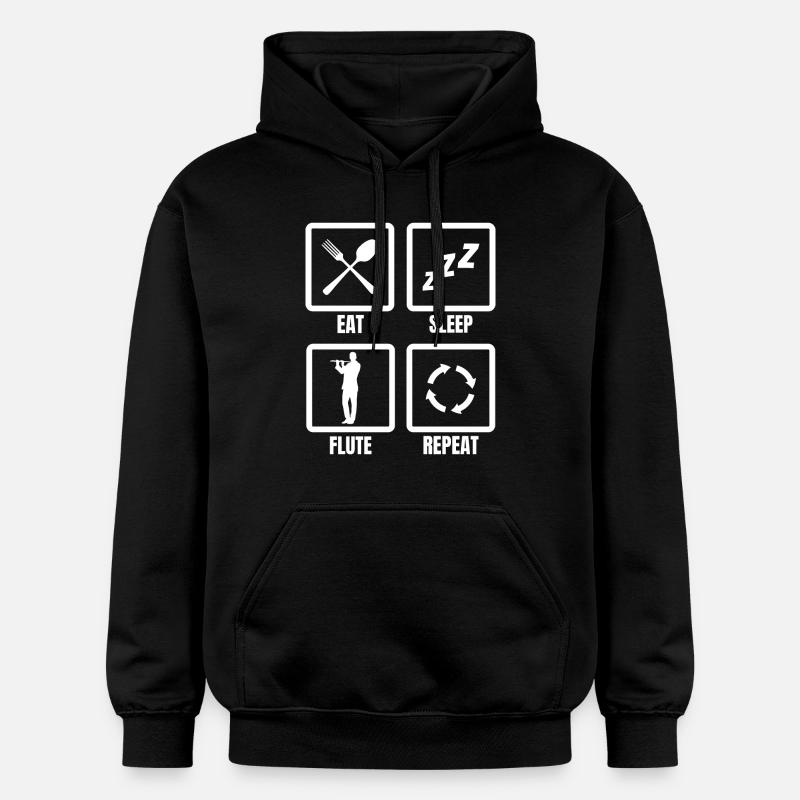 Manger Sommeil Flûte Répéter - Sweat à capuche Softstyle® Gildan Unisexe - noir